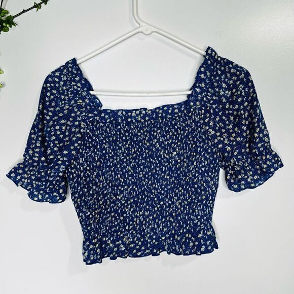 ExLura Blue Daisy Smocked Top and MIDI Skirt Set Flowers Off Shoulder Square NWT - Picture 10 of 16